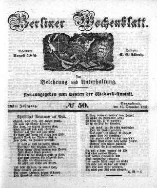 No. 50, Sonnabend, den 16. December 1837.
