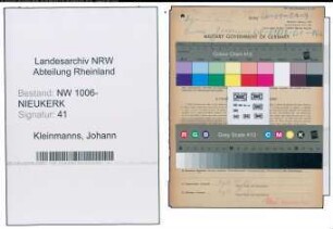 Entnazifizierung Johann Kleinmanns , geb. 24.10.1893 (Angestellter)