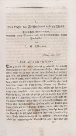 535-612 Das Wesen des Christenthums und die Mystik : polemische Erörterungen, veranlaßt durch Stimmen aus der protestantischen Kirche Frankreichs