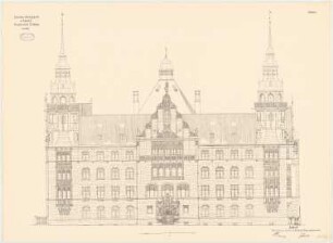 Zivilgericht, Halle/Saale: Aufriss Ostansicht 1:75
