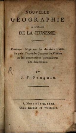 Nouvelle géographie à l'usage de la jeunesse