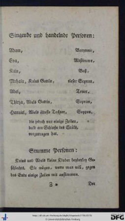 Singende und handelnde Personen.