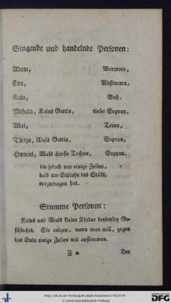 Singende und handelnde Personen.
