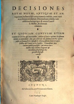 Decisiones Rotae novae, antiquae et antiquiores