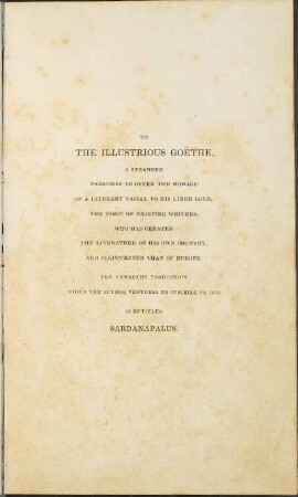 To The Illustrious Goëthe, ...