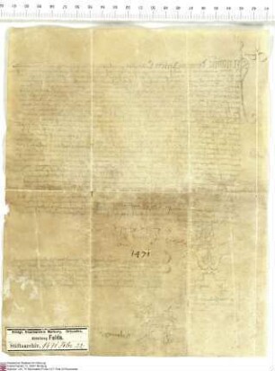 Johann Dietz von Wissembourg (Wissenburg), Kleriker der Diözese Speyer, Notar kaiserlicher Autorität, fertigt eigenhändig ein Notariatsinstrument ...