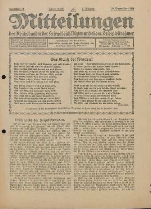 Mitteilungen des Reichsbundes der kriegsbeschädigten und ehem. Kriegsteilnehmer