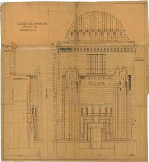 Billing, Hermann; Mannheim (Baden-Württemberg); Kunsthalle - Mittelbau (Ansicht, Schnitt)