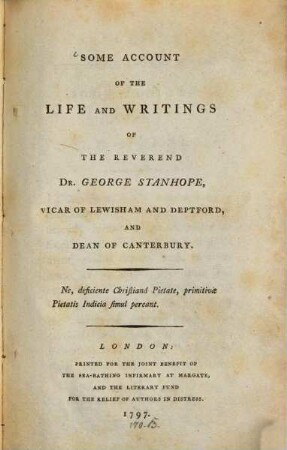 Some Account Of The Life And Writings Of The Reverend Dr. George Stanhope, ...