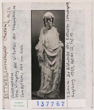 Rottweil: Lorenzkapelle (Museum), Christusstatue vom Wimperg des Westportals der Frauenkirche