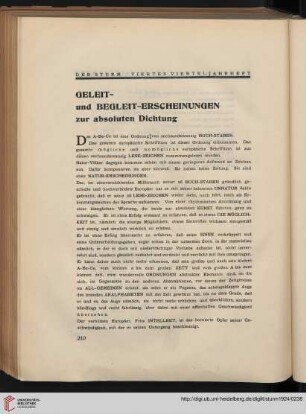 Geleit- und Begleit-Erscheinungen zur absoluten Dichtung
