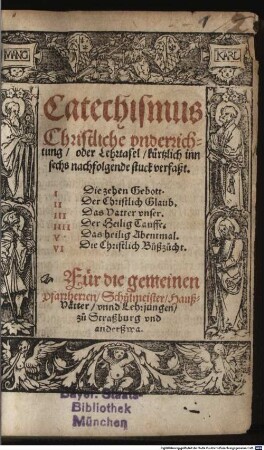 Catechismus, Christliche underrichtung, oder Lehrtafel