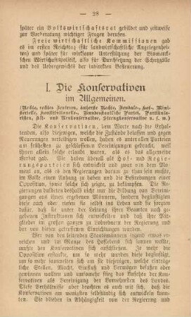 I. Die Konservativen im Allgemeinen