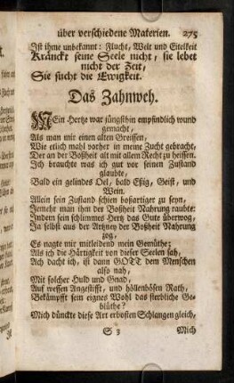 275-283, Das Zahnweh