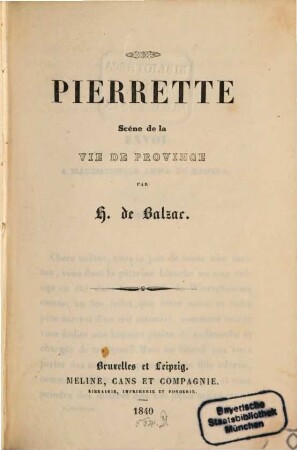 Pierrette : scène de la vie de province
