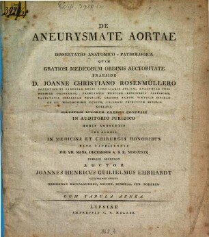 De aneurysmate aortae : Dissertatio anatomico-pathologica