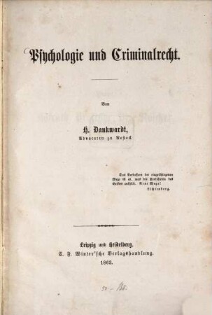 Psychologie und Criminalrecht