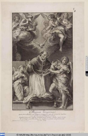 Hl. Gregor auf den Knien von Engeln umgeben