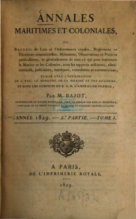 Annales maritimes et coloniales. Partie 2. [14], 1. 1829