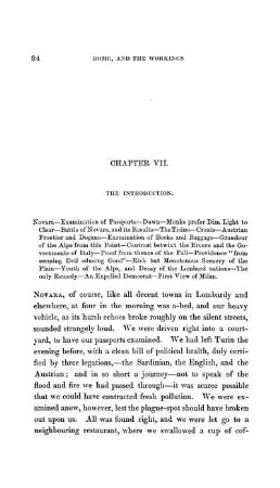 CHAPTER VII. - FROM NOVARA TO MILAN - DOGANA - CHAIN OF THE ALPS,