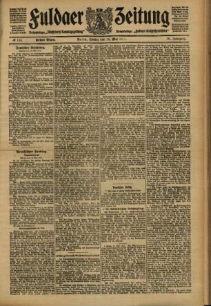 Erste Ausgabe vom Freitag, den 19. Mai 1911.
