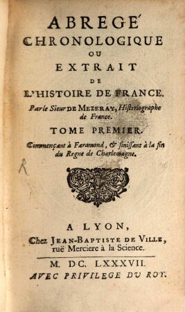 Abrégé chronologique de l'histoire de France, 1