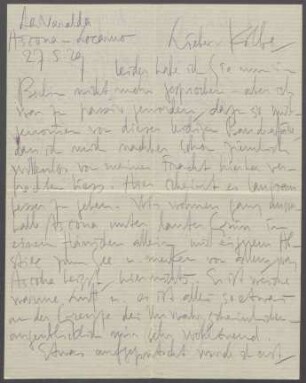 Brief von Karl Schmidt-Rottluff an Georg Kolbe