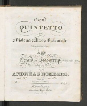 Grand quintetto pour 2 violons, 2 altos et violoncelle : uvr. 23