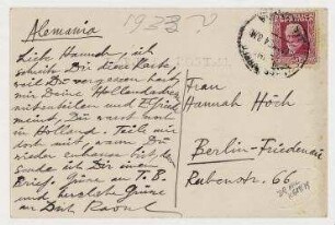 Postkarte von Raoul Hausmann an Hannah Höch. [Ibiza]