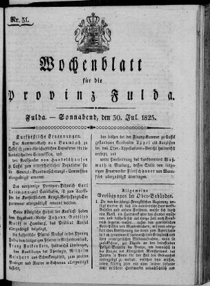 Nr. 31, Ausgabe vom 30. Juli 1825