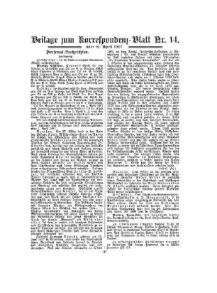 Personal-Nachrichten : Beilage zum Korrespondenz-Blatt Nr. 14
