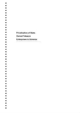 Privatization of state-owned tobacco enterprises in Armenia