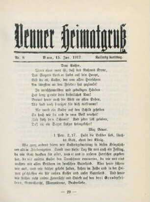 8.1917: Venner Heimatgruss