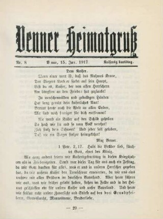 8.1917: Venner Heimatgruss