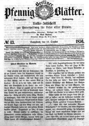 No. 43, Sonnabend, den 18. Oktober