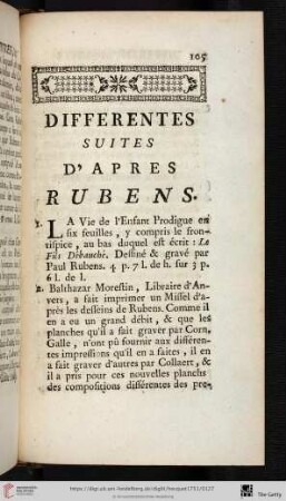 Differentes suites d'apres Rubens