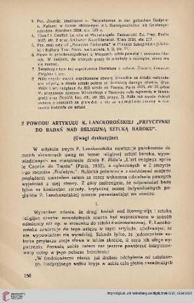 2: Z powodu artykułu K. Lanckorońskiej "Przyczynki do badań nad religijną sztuką baroku"