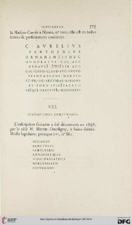 VIII: Inscriptions chretiennes