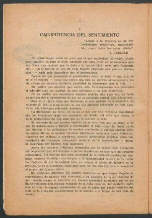 I - Omnipotencia del sentimiento