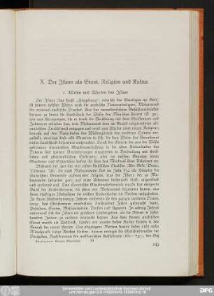 X. Der Islam als Staat, Religion und Kultur