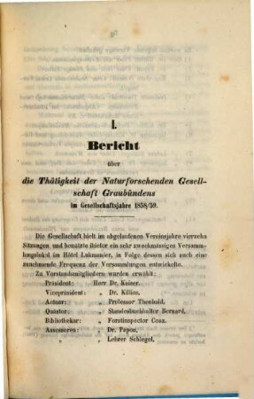 Jahresbericht der Naturforschenden Gesellschaft Graubündens. 5, 5. 1858/59. - 1860