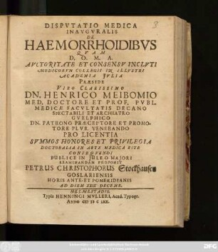 Disputatio Medica Inauguralis De Haemorrhoidibus