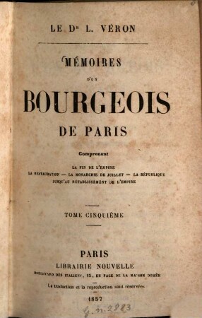 Mémoires d'un bourgeois de Paris. 5