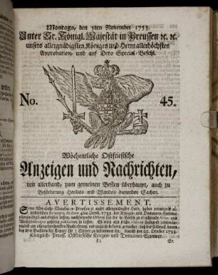 No. 45. Montags, den 5ten November, 1753.
