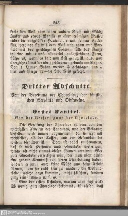 Dritter Abschnitt. Von der Bereitung der Chocolade, der künstlichen Getränke und Obstweine
