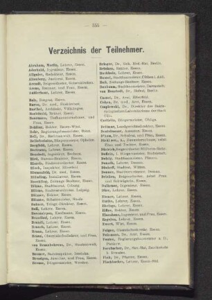 Verzeichnis der Teilnehmer.