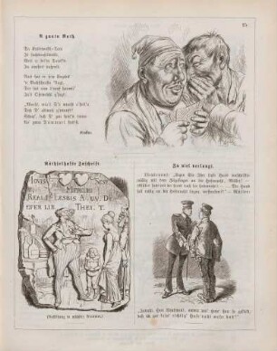 "A guata Rath" "Räthselhafte Inschrift" "Zu viel verlangt"