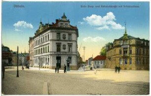 Döbeln. Burg-und Bahnhofstraße mit Schützenhaus