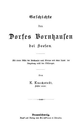 Geschichte des Dorfes Bornhausen bei Seesen