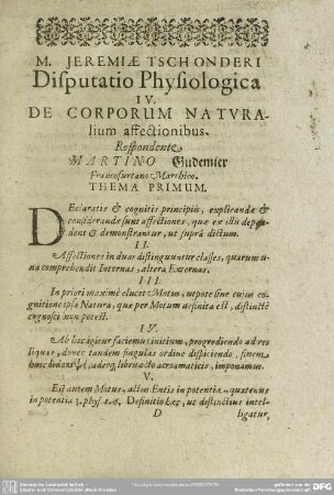 IV. De Corporum Naturalium affectionibus